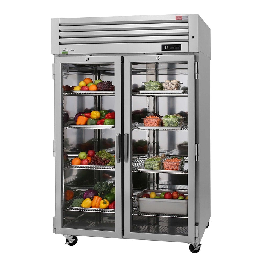 Turbo Air PRO - 50R - G - N: 51 3/4" Two - Section Reach - In Refrigerator with Glass Doors (115V)