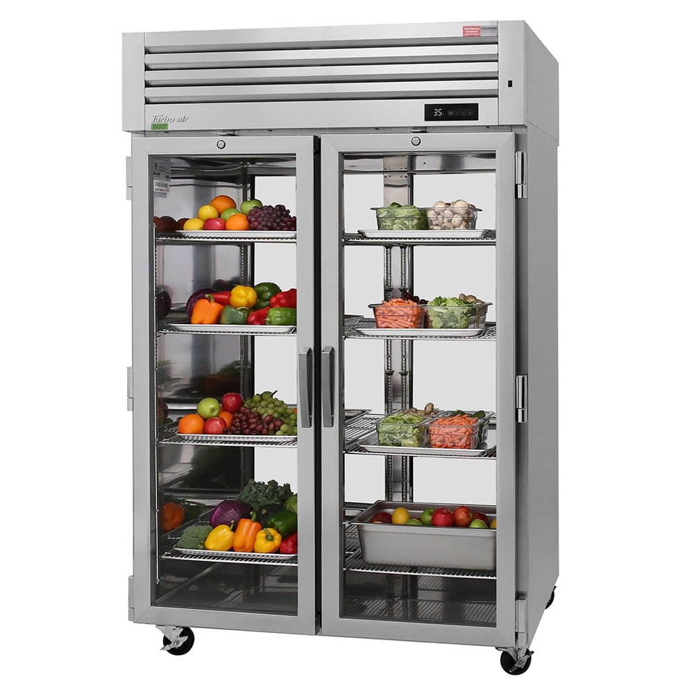 Turbo Air PRO - 50R - G - PT - N: 51.75" Two - Section Pass - Thru Glass Door Refrigerator, 115V