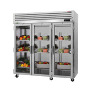 Turbo Air PRO - 77R - G - N: 77 - 3/4" Three - Section Reach - In Refrigerator with Glass Doors