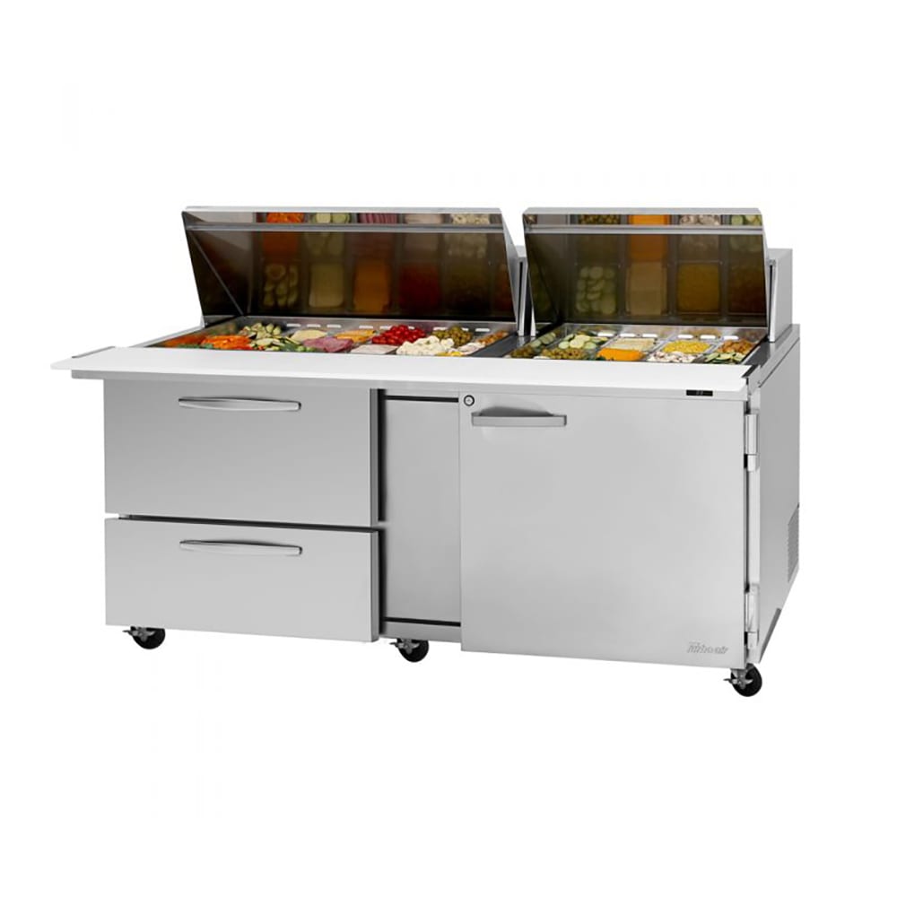 Turbo Air PST - 72 - 30 - D2R - N 72" PRO Series Mega Top Sandwich & Salad Prep Table - Refrigerated Base