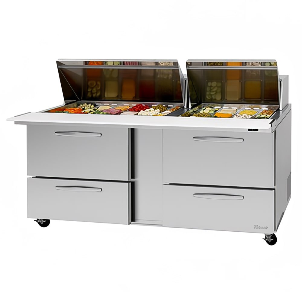 Turbo Air PST - 72 - 30 - D4 - N PRO Series 72" Mega Top Sandwich/Salad Prep Table with Refrigerated Base