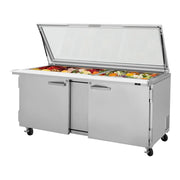 Turbo Air PST - 72 - 30 - N - GL 72 5/8" PRO Series Mega Top Sandwich/Salad Prep Table - Refrigerated Base with Glass Lid, 115v