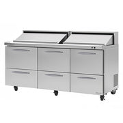 Turbo Air PST - 72 - D6 - N 72" 5/8 PRO Series Sandwich and Salad Prep Table with Refrigerated Base (115v)