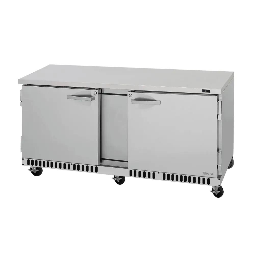Turbo Air PUR-72-FB-N: 70 5/8" Undercounter Refrigerator with 2 Sections and Doors (115v)