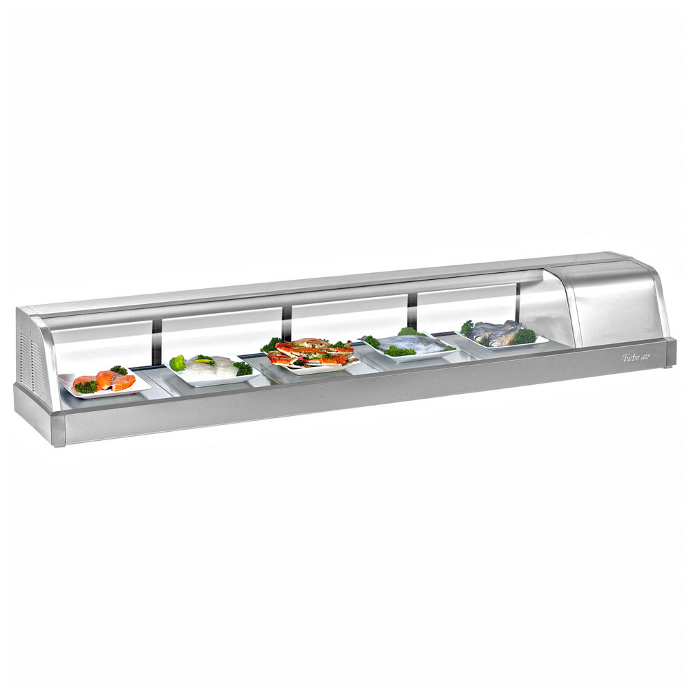 Turbo Air SAK - 70R - N 71" Right Compressor Sushi Display Case - Premium Stainless Steel & Curved Glass