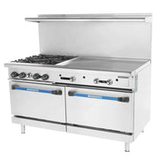 Turbo Air TARG-4B36G 60" 4 Burner Gas Range w/ Griddle & (2) Standard Saver Ovens, Natural Gas Product Image