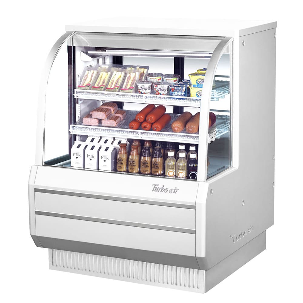 Turbo Air TCDD - 48H - W - N 48" Curved Glass Refrigerated Deli Case - White, 115V