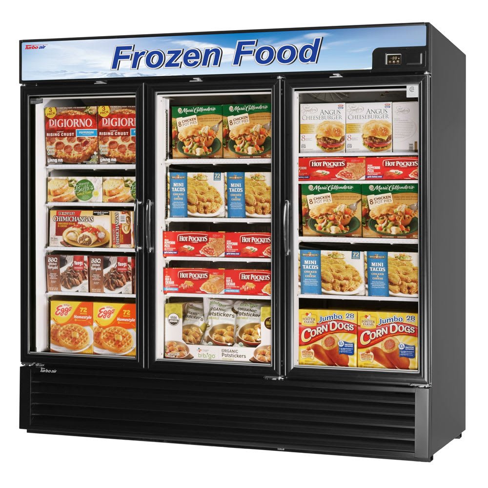 Turbo Air TGF - 72FB - N 81 7/8" Black Three - Section Commercial Display Freezer - Bottom Mount