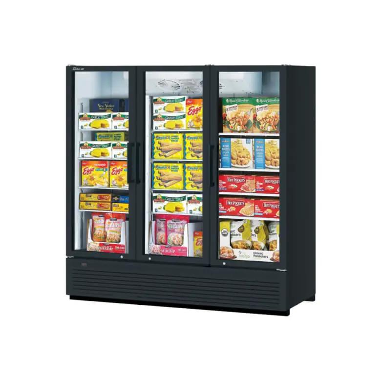 Turbo Air TGF-72SDHB-N: 78" Black 3-Section Commercial Display Freezer (Bottom Mount, 115v)