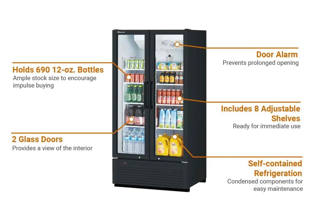 Turbo Air TGM-35SDH-N: 39.5" Black Glass Door Merchandiser (115v)