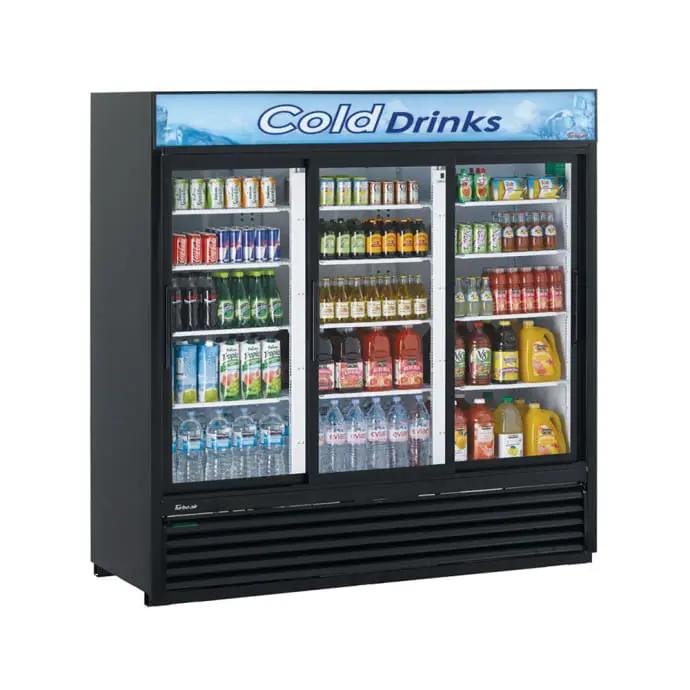 Turbo Air TGM-69R(B)-N 78" TGM Series Three Section Glass Door Merchandiser - (3) Sliding Doors, Black, 115v by Turbo Air (turbo-air-tgm-69rb-n-78-tgm-series-three-section-glass-door-merchandiser-3-sliding-doors-black-115v)