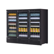 Turbo Air TJMR - 85SDB - N 97" Black Glass Door Merchandiser - 3 Sections, 115V