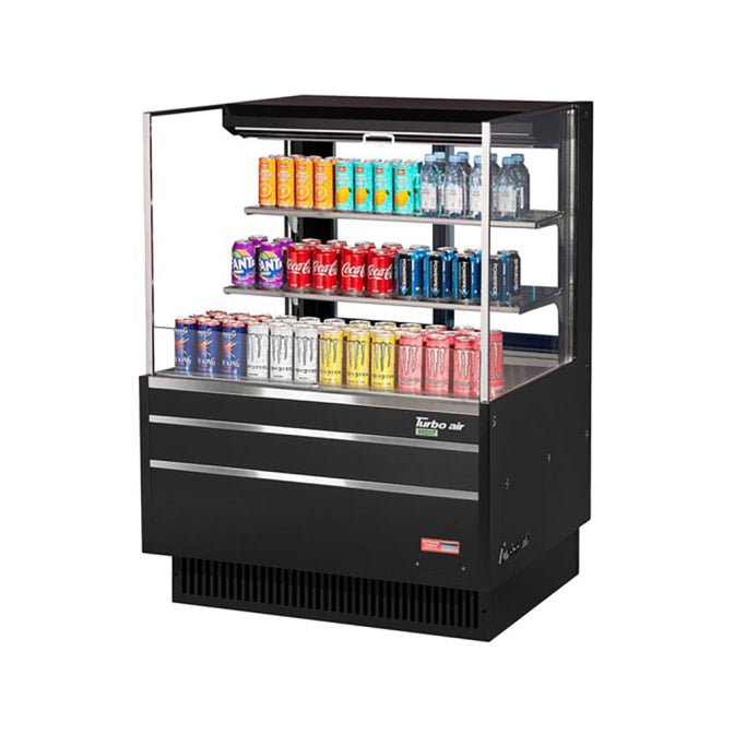 Turbo Air TOM - 36L - UFD - B - 3S - N 34.75" Horizontal Open Air Cooler - 3 Levels, Black, 115v