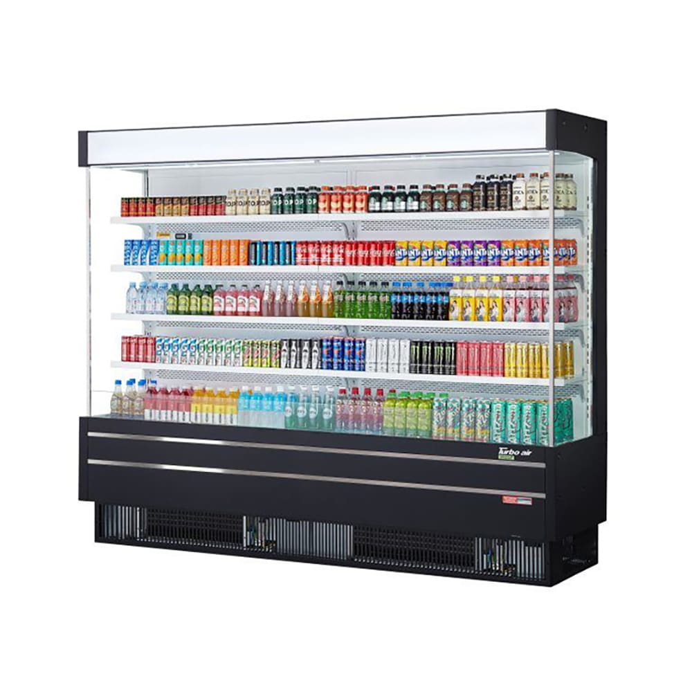 Turbo Air TOM - 96SEB - N 100 1/8" Vertical Open - Air Merchandiser with 5 Levels and LED Advertising Panel, 220v