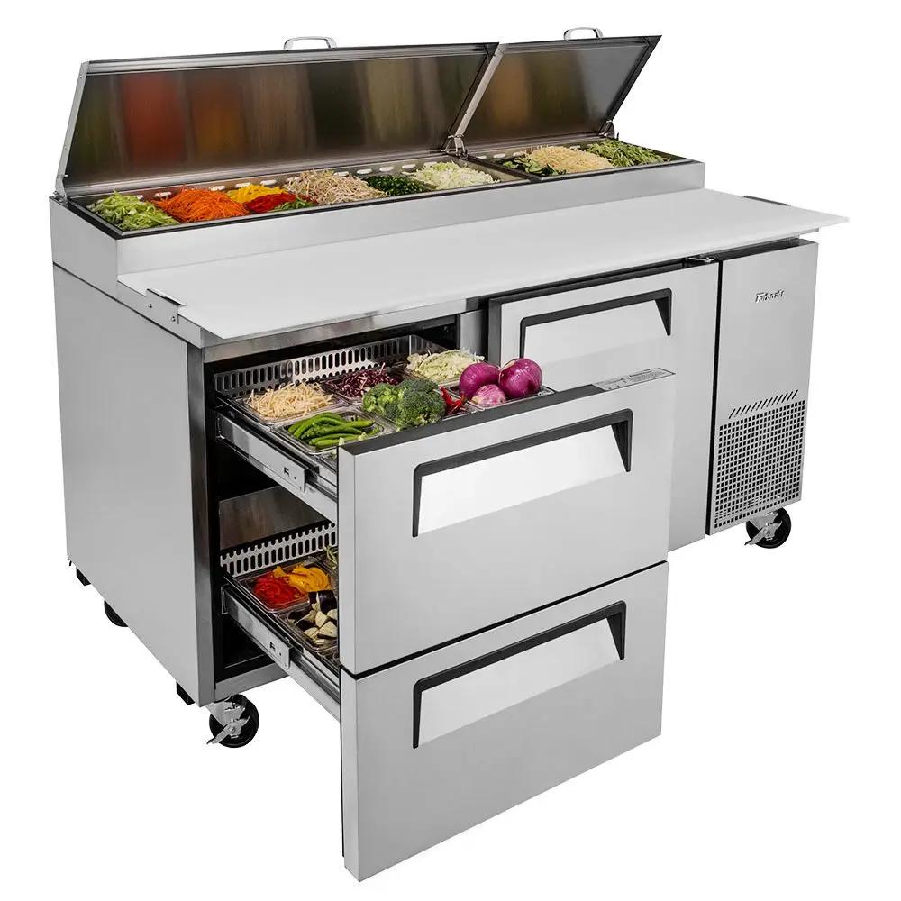 Turbo Air TPR-67SD-D2-N 67" Super Deluxe Commercial Pizza Prep Refrigerator Table - 115v