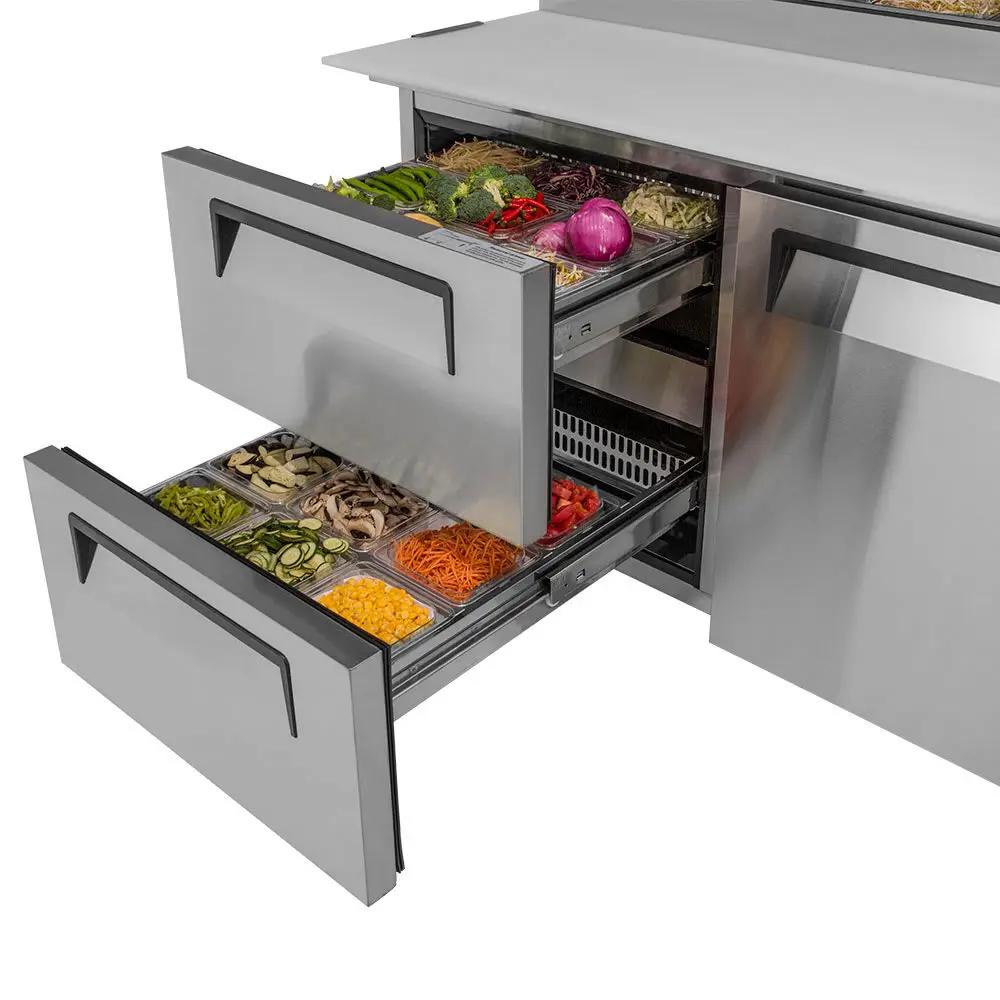 Turbo Air TPR-67SD-D2-N 67" Super Deluxe Commercial Pizza Prep Refrigerator Table - 115v