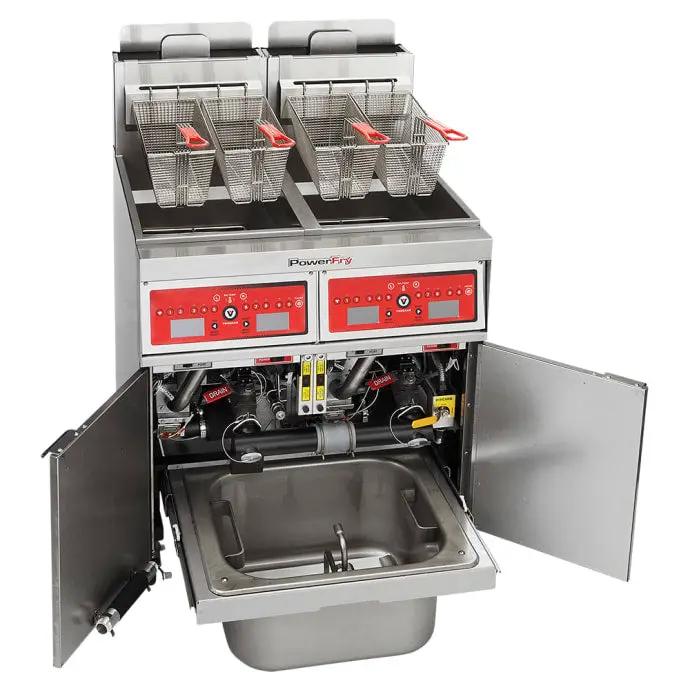 Vulcan 2TR45CF PowerFry3 Gas Fryer - (2) 50 lb Vats, Floor Model, Natural Gas - view 2