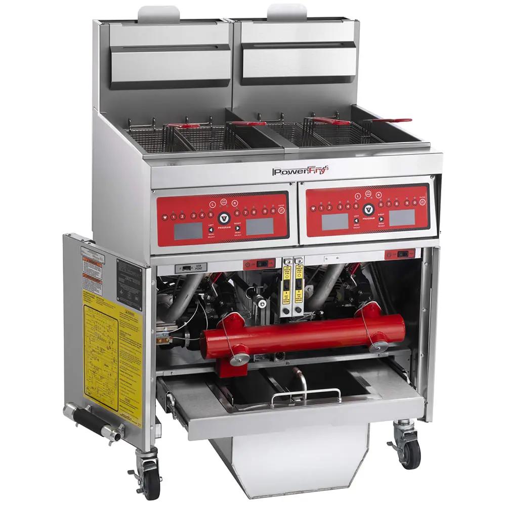 Vulcan 2VK45CF PowerFry5 Gas Fryer - (2) 50 lb Vats, Floor Model, Liquid Propane
