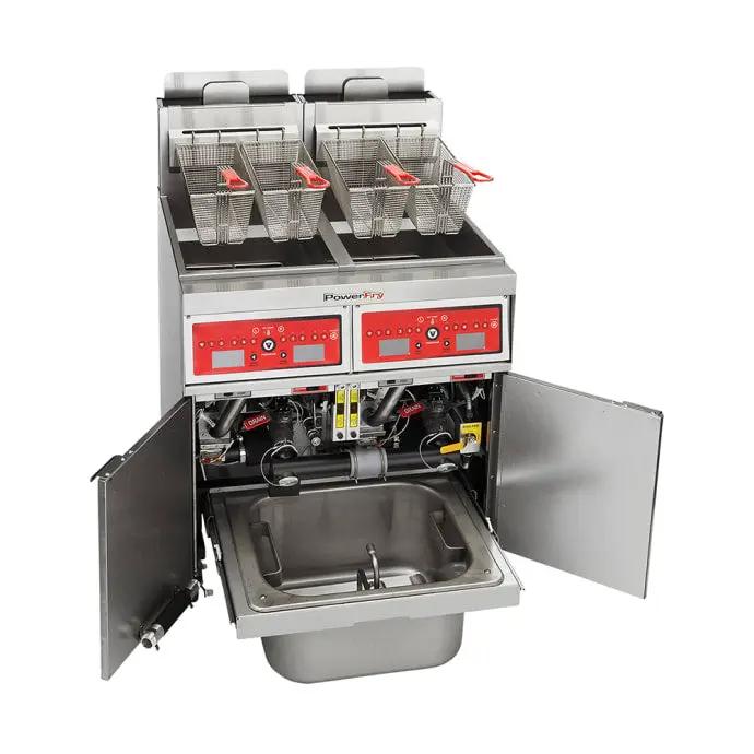 Vulcan 2VK45CF PowerFry5 Gas Fryer - (2) 50 lb Vats, Floor Model, Natural Gas - view 3