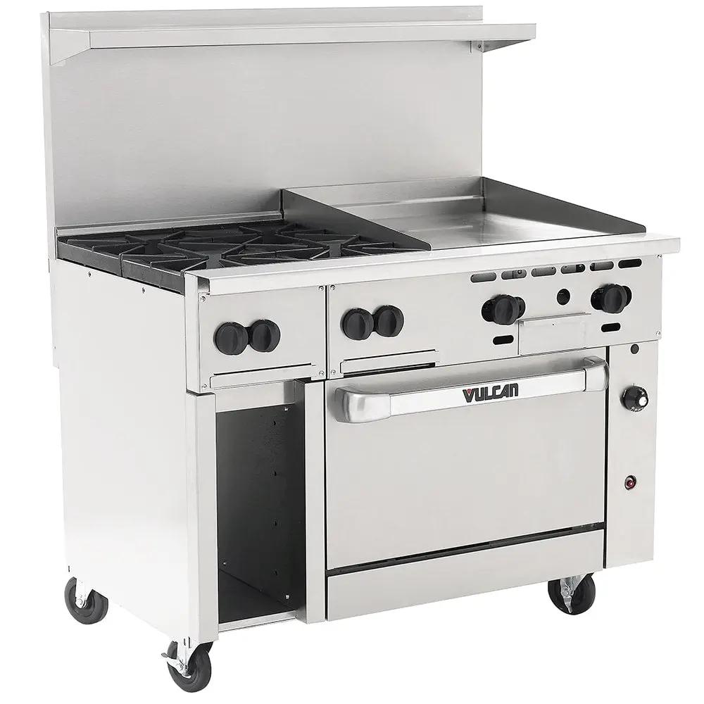 Vulcan 48S-4B24G Endurance 48" 4 Burner Gas Range with Griddle & Standard Oven, Natural Gas