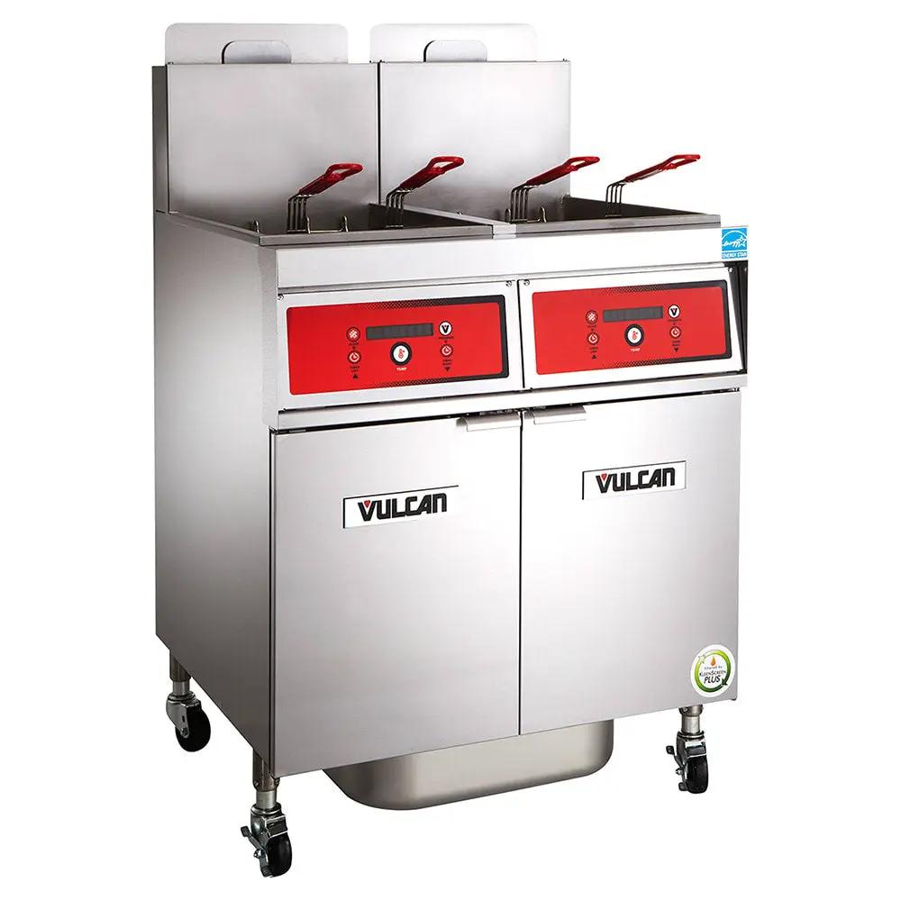 Vulcan 4VK85CF PowerFry5 Gas Fryer - (4) 90 lb Vats, Floor Model, Natural Gas