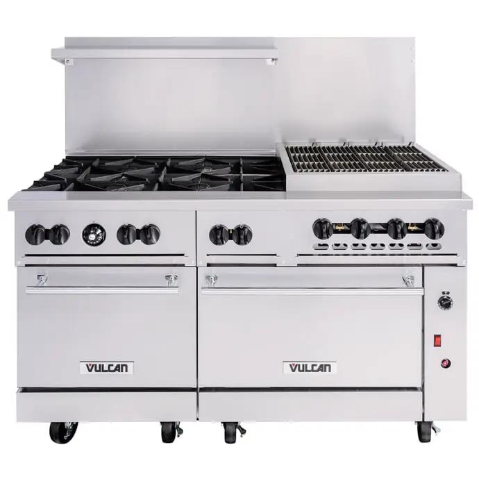 Vulcan 60SS-6B24CBN Endurance 60" 6 Burner Gas Range with Charbroiler & (2) Standard Ovens, Natural Gas - view 2