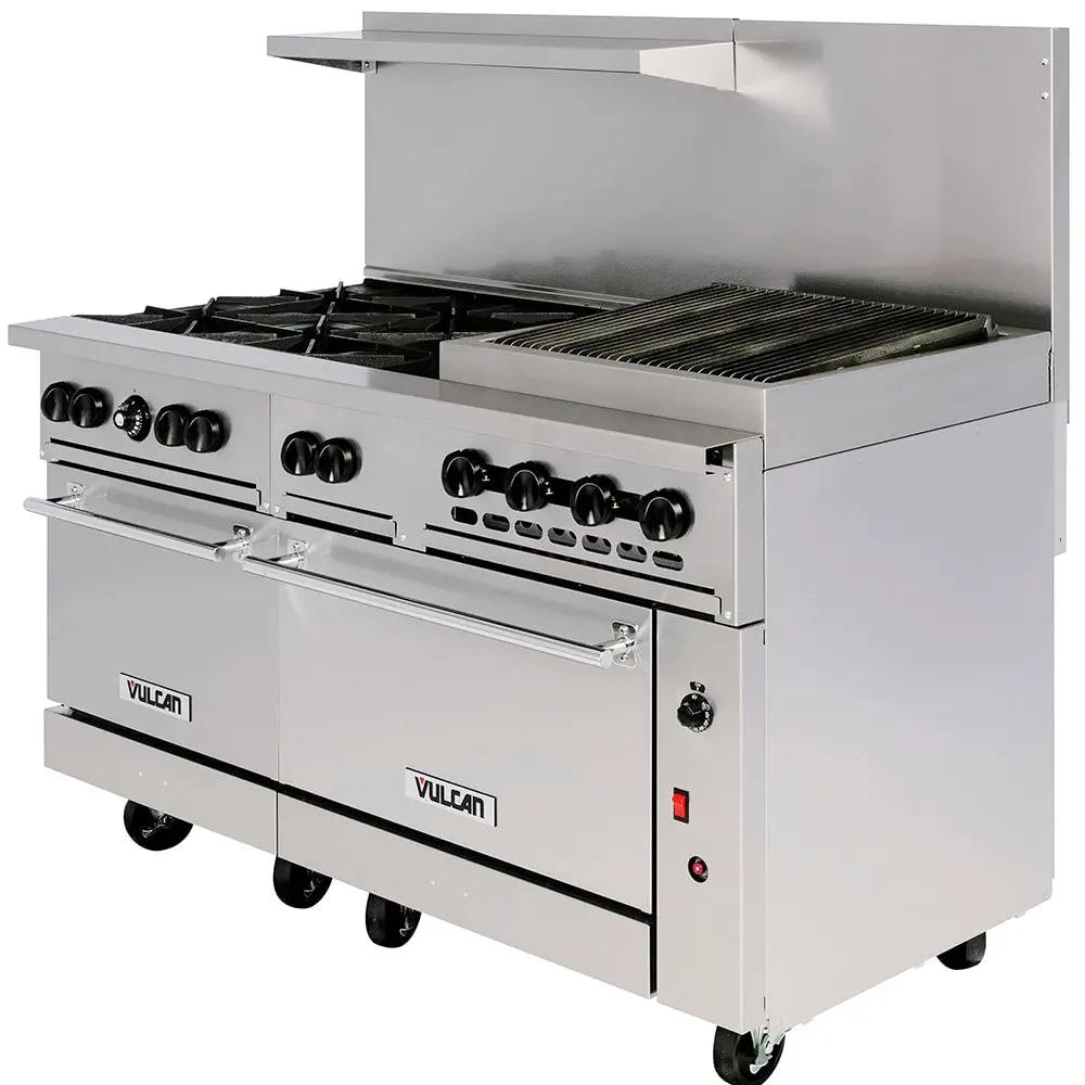 Vulcan 60SS-6B24CBN Endurance 60" 6 Burner Gas Range with Charbroiler & (2) Standard Ovens, Natural Gas