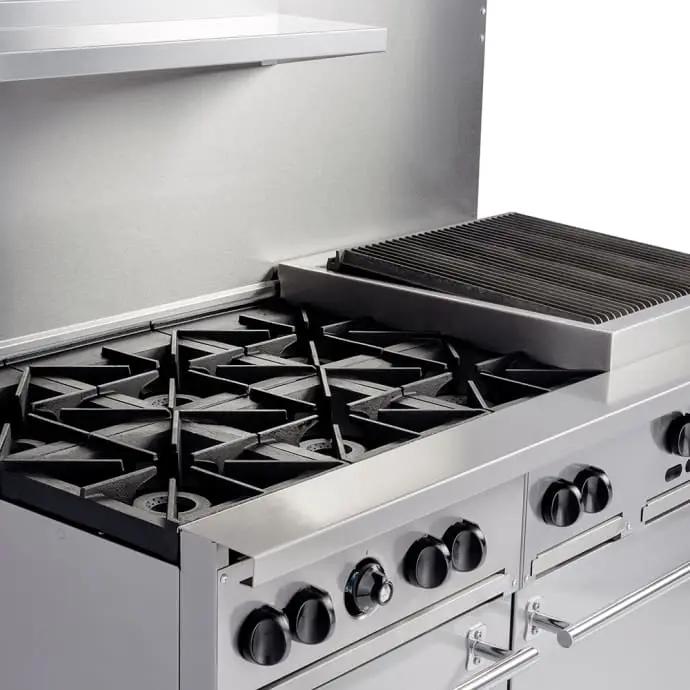 Vulcan 60SS-6B24CBN Endurance 60" 6 Burner Gas Range with Charbroiler & (2) Standard Ovens, Natural Gas - view 4