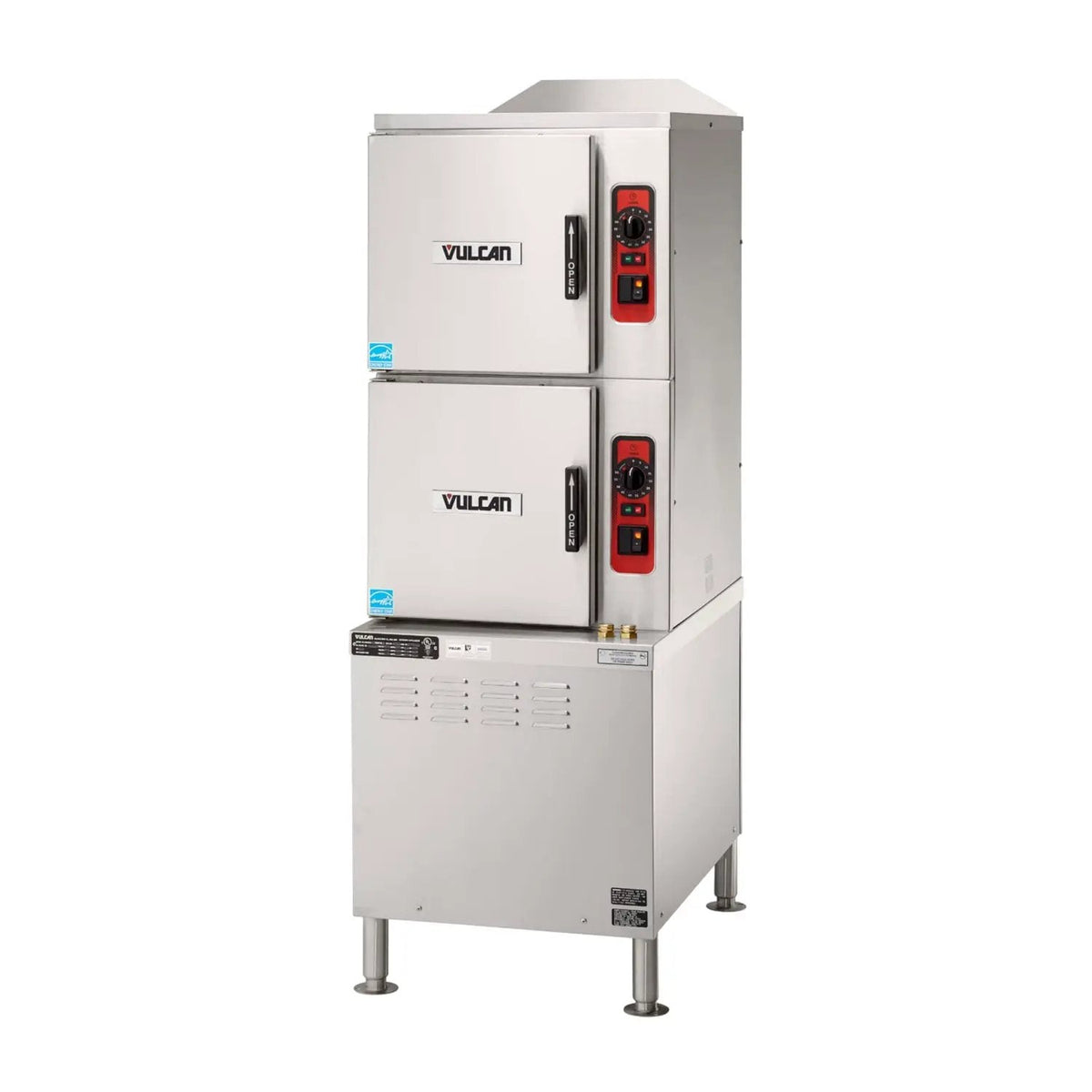 Vulcan C24ET10-LWE (10) Pan Convection Steamer with Cabinet Base - Dual Steam Generators, 240/3