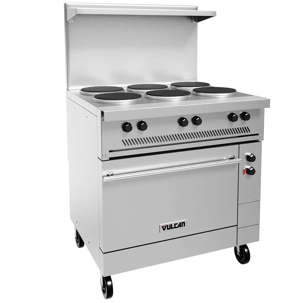 Vulcan EV36S-6FP480 60" EV Series Electric Range with (6) French Hot Plates, 480V 1PH/3ph