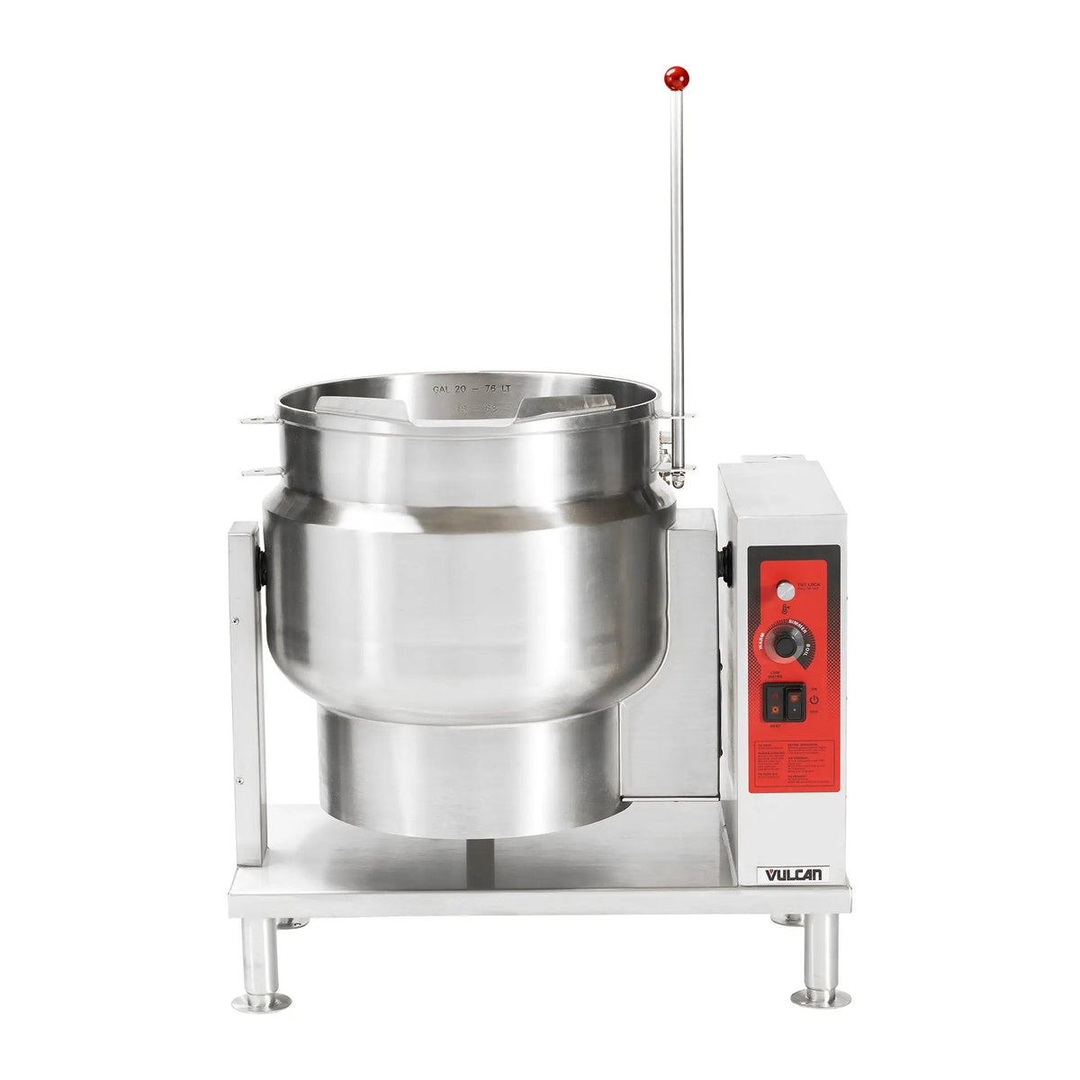 Vulcan K20ETT 20 Gallon Steam Kettle - Manual Tilt, 2/3 Jacket, 208V 3PH