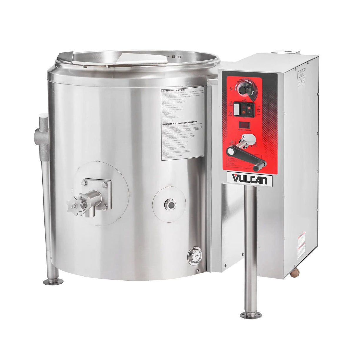 Vulcan K40GLT 40 Gallon Steam Kettle - Manual Tilt, 2/3 Jacket, Liquid Propane