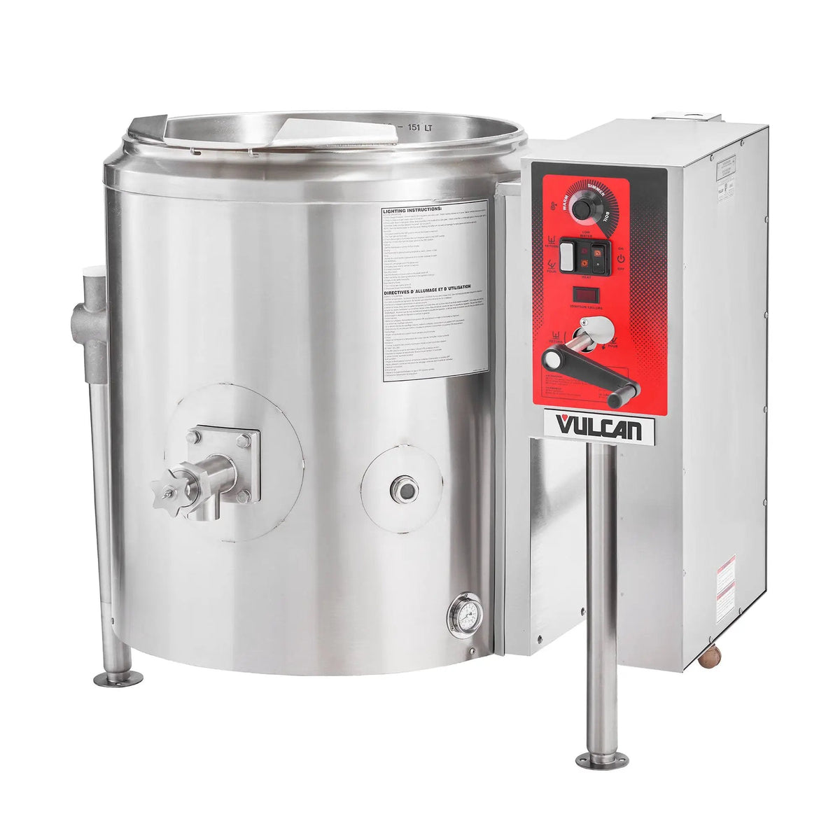Vulcan K40GLT 40 Gallon Steam Kettle - Manual Tilt, 2/3 Jacket, Natural Gas