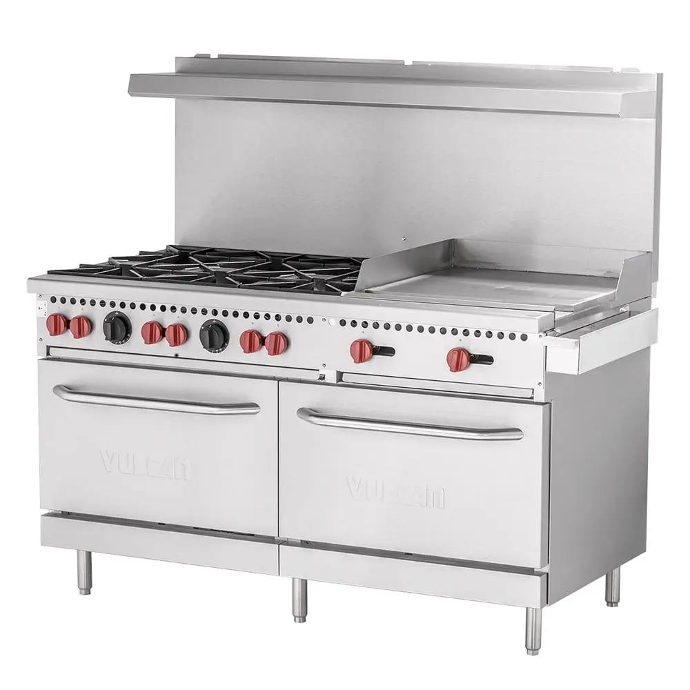 Vulcan SX60F-6B24G 60" 6 Burner Gas Range with Griddle & (2) Standard Ovens, Liquid Propane