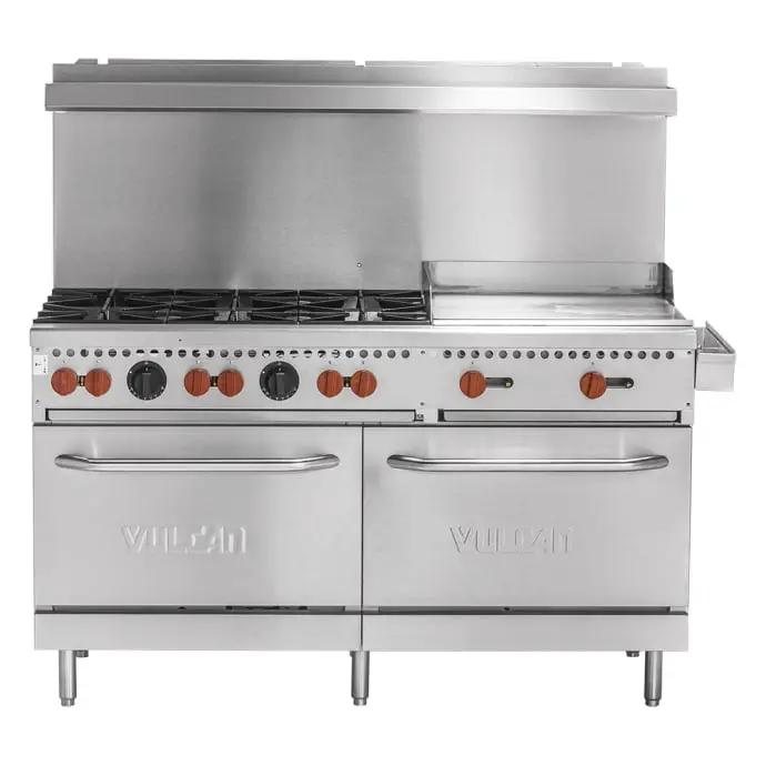 Vulcan SX60F-6B24G 60" 6 Burner Gas Range with Griddle & (2) Standard Ovens, Natural Gas - view 2