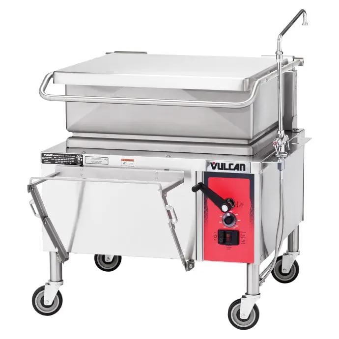 Vulcan VE30 30 Gallon Tilt Skillet - Open Base, Includes Faucet, Strainer, 208V 3PH - view 2