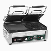 Waring WDG300T — Dual Grill — Half Panini and Half Flat Grill with Timer — 240V  (17" x 9.25" cooking surface)