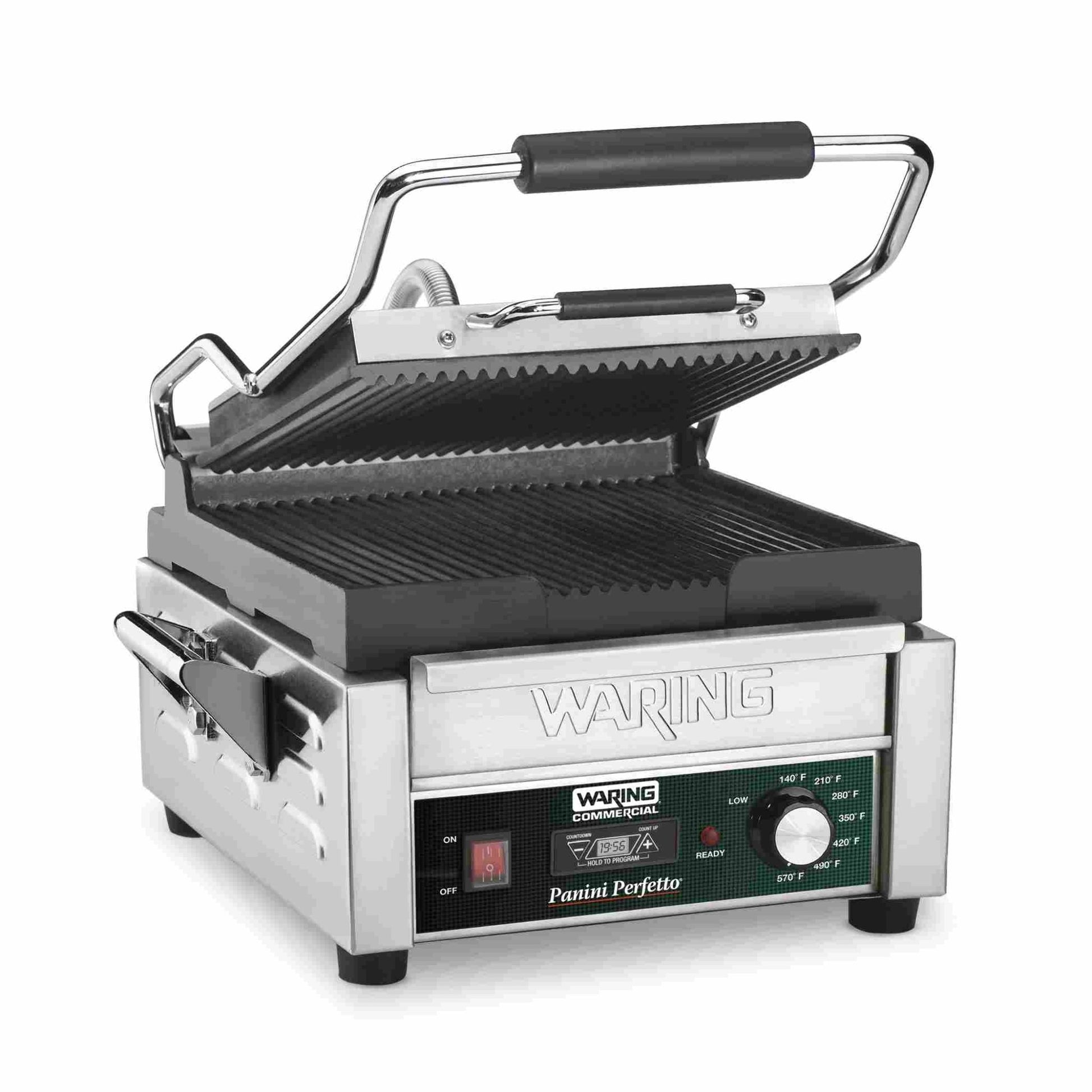 Waring WPG150T — Panini Perfetto® Compact Panini Grill with Timer — 120V  (9.75" x 9.25" cooking surface)