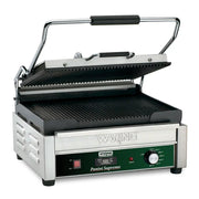 Waring WPG250T Single Commercial Panini Press w/ Cast Iron Grooved Plates, 120v by Waring (waring-wpg250t-single-commercial-panini-press-w-cast-iron-grooved-plates-120v)