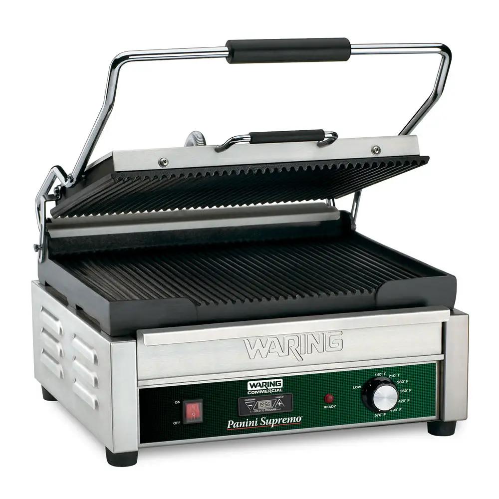 Waring WPG250T Single Commercial Panini Press w/ Cast Iron Grooved Plates, 120v by Waring (waring-wpg250t-single-commercial-panini-press-w-cast-iron-grooved-plates-120v)