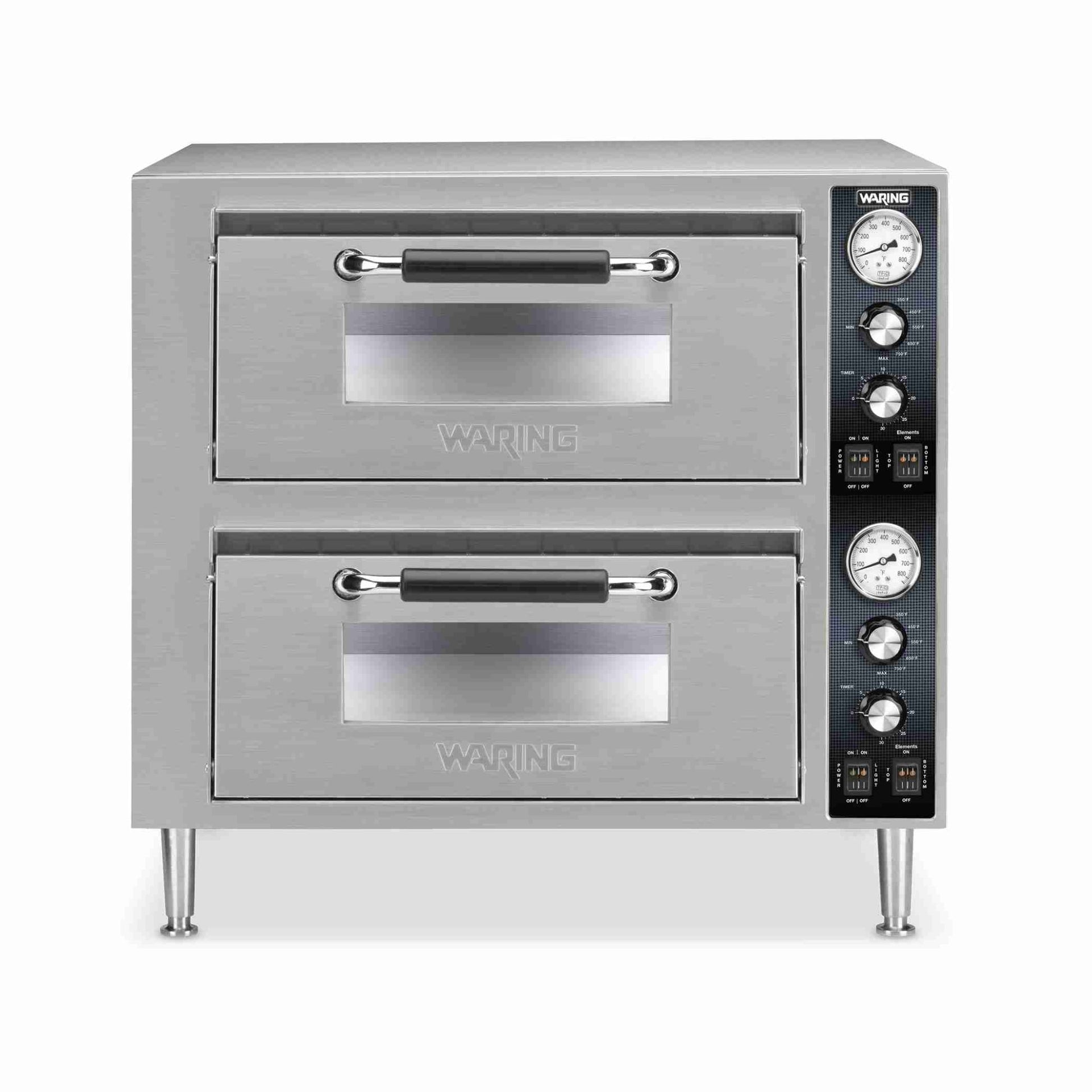 Waring WPO750 Double Deck Pizza Oven – Dual Chamber, 18" Capacity, Stainless Steel by Waring (waring-18-double-deck-pizza-oven-dual-chamber-electric)