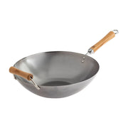 Joyce Chen, Classic Series, 14-Inch, Uncoated Carbon Steel, Flat Bottom Wok, with Birch Handles by Winco (joyce-chen-classic-series-14-inch-uncoated-carbon-steel-flat-bottom-wok-with-birch-handles)