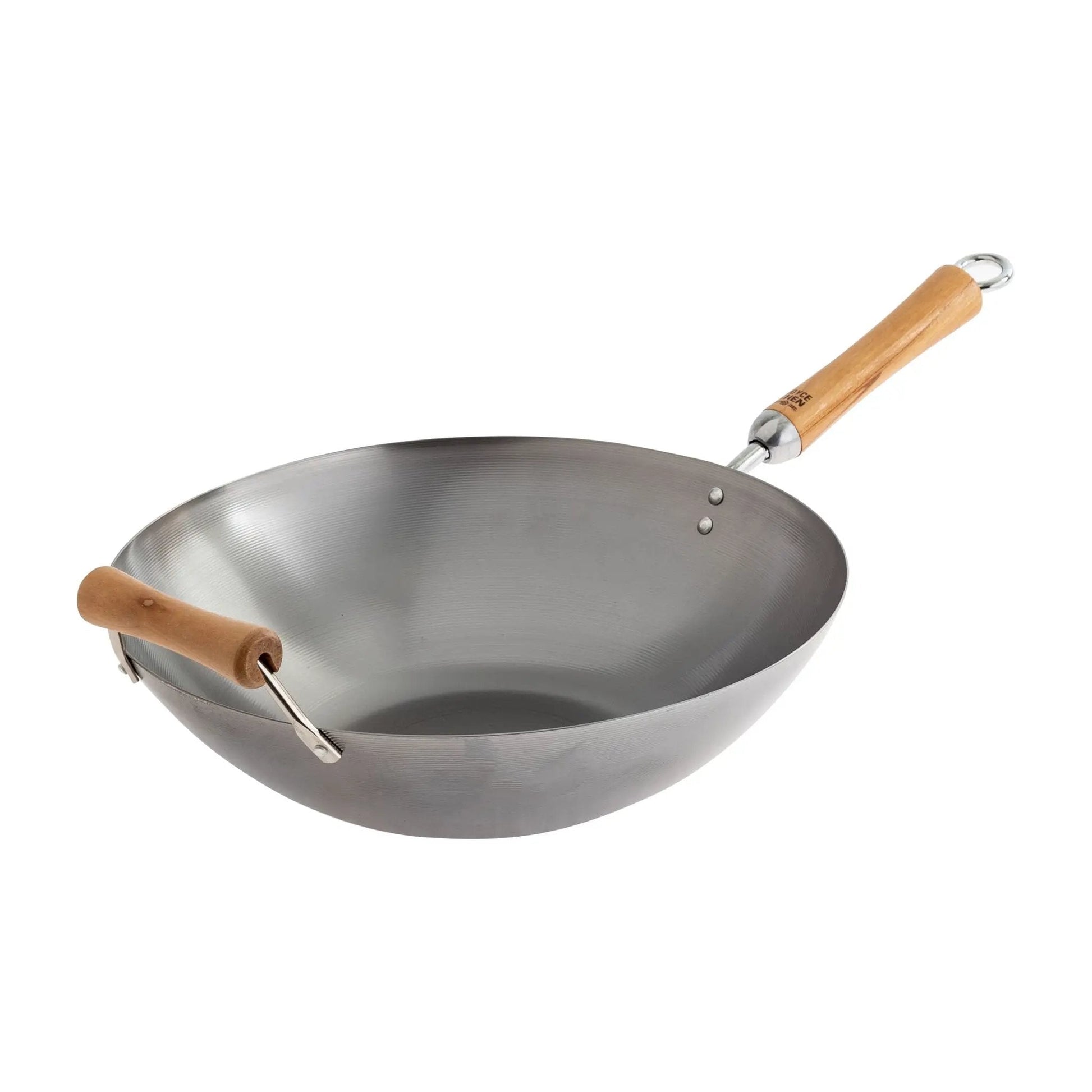 Joyce Chen, Classic Series, 14-Inch, Uncoated Carbon Steel, Flat Bottom Wok, with Birch Handles by Winco (joyce-chen-classic-series-14-inch-uncoated-carbon-steel-flat-bottom-wok-with-birch-handles)