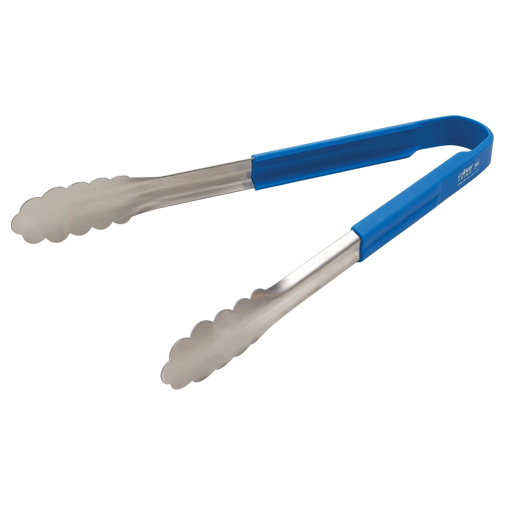 Winco Prime, 12" SS Utility Tongs, Blue Silicone Handle, NSF by Winco (winco-prime-12-ss-utility-tongs-blue-silicone-handle-nsf)