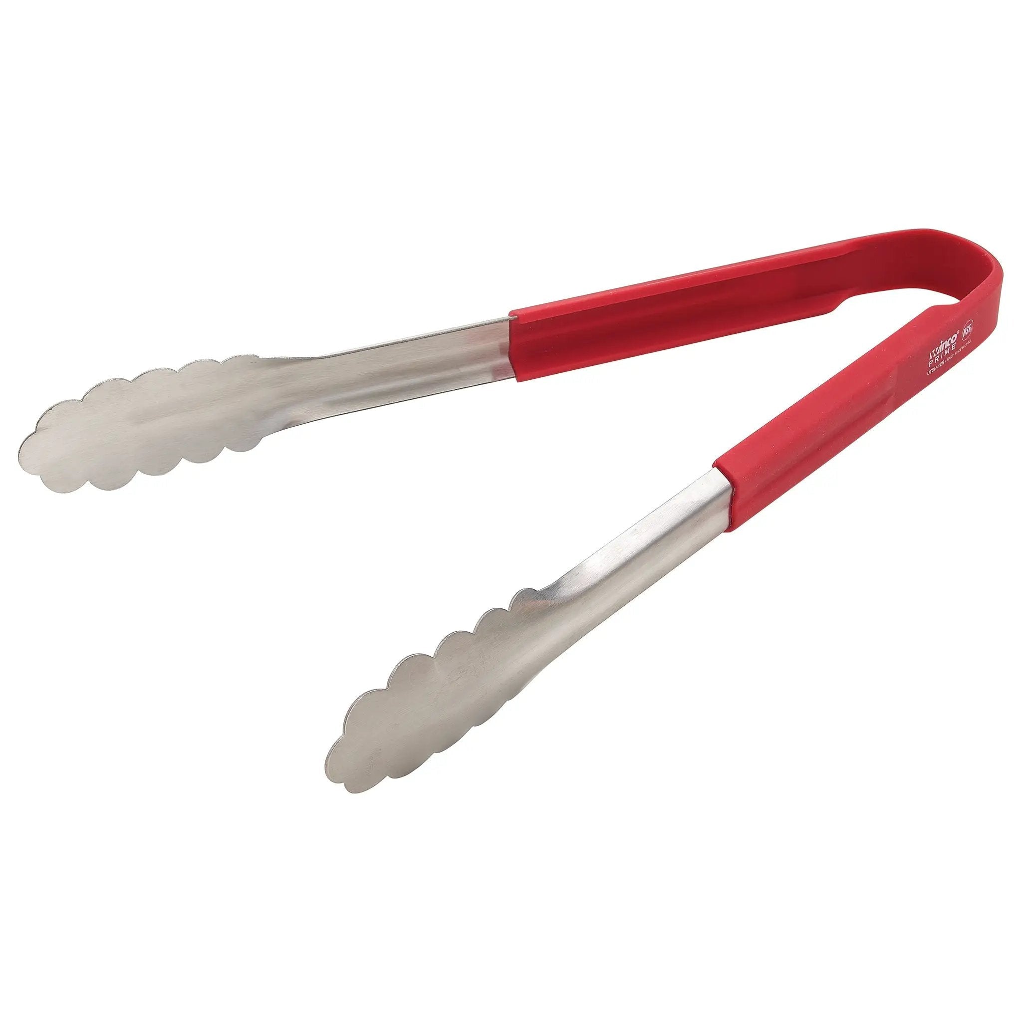 Winco Prime, 12" SS Utility Tongs, Red Silicone Handle, NSF by Winco (winco-prime-12-ss-utility-tongs-red-silicone-handle-nsf)
