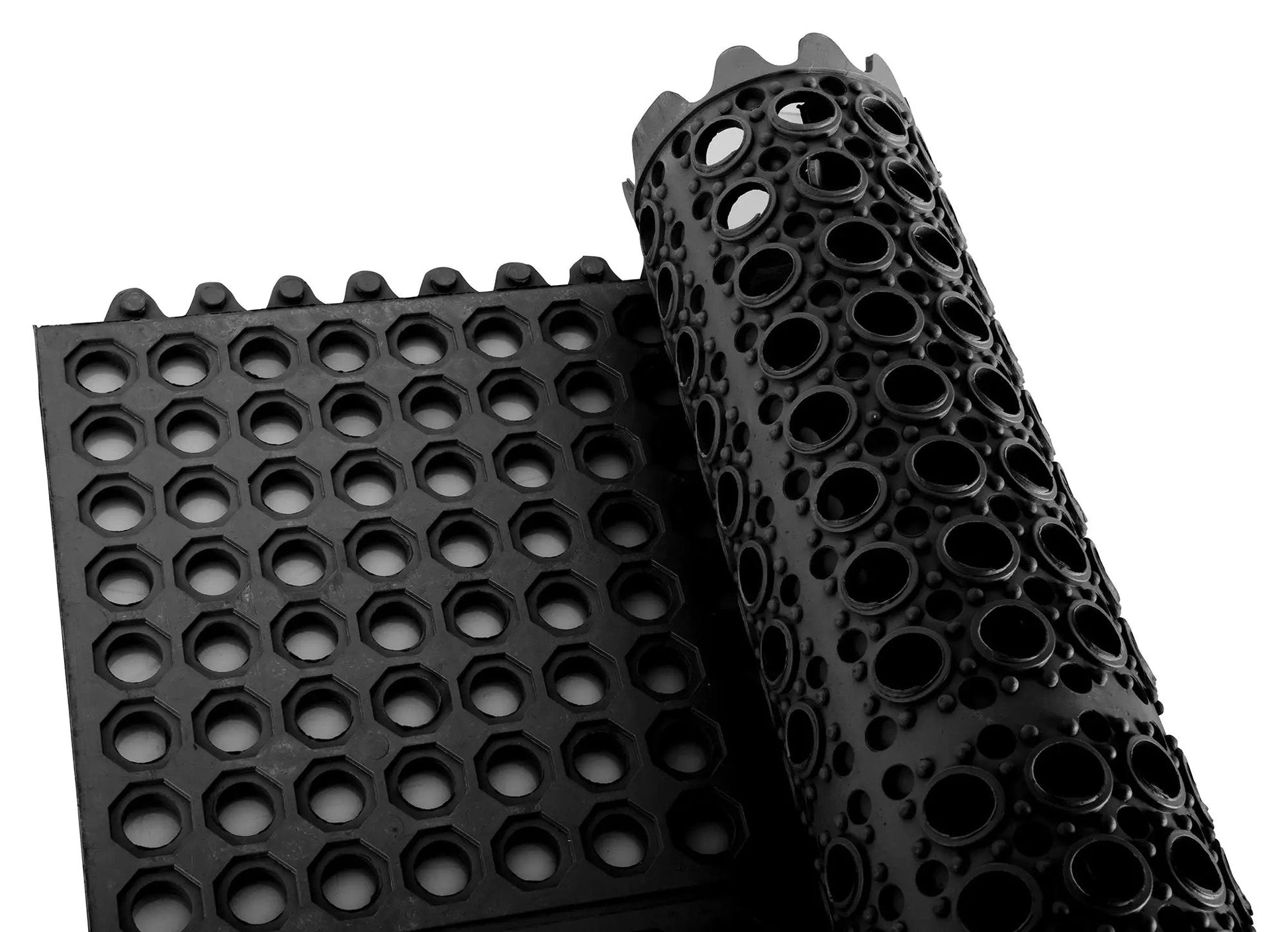 Winco RBMI-33K 3x3 Interlocking Anti-Fatigue Rubber Mat, Black Product Image