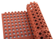 Winco RBMI-33R 3x3 Interlocking Grease-Resistant Rubber Mat, Red Product Image