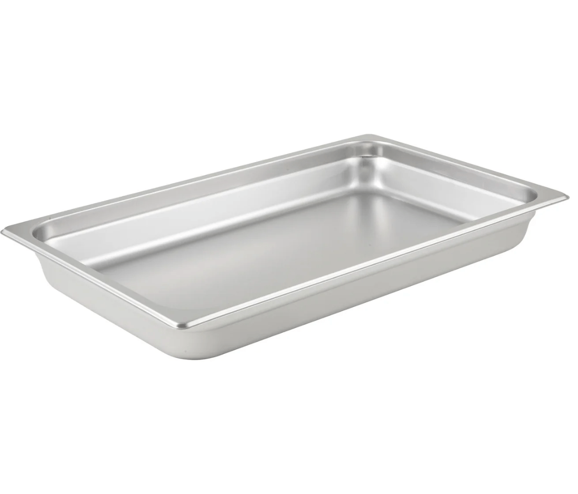 WINCO SPJL - 102 Stainless Steel 25 Gauge Anti - Jamming Full Size Steam Pan - 2.5" Deep