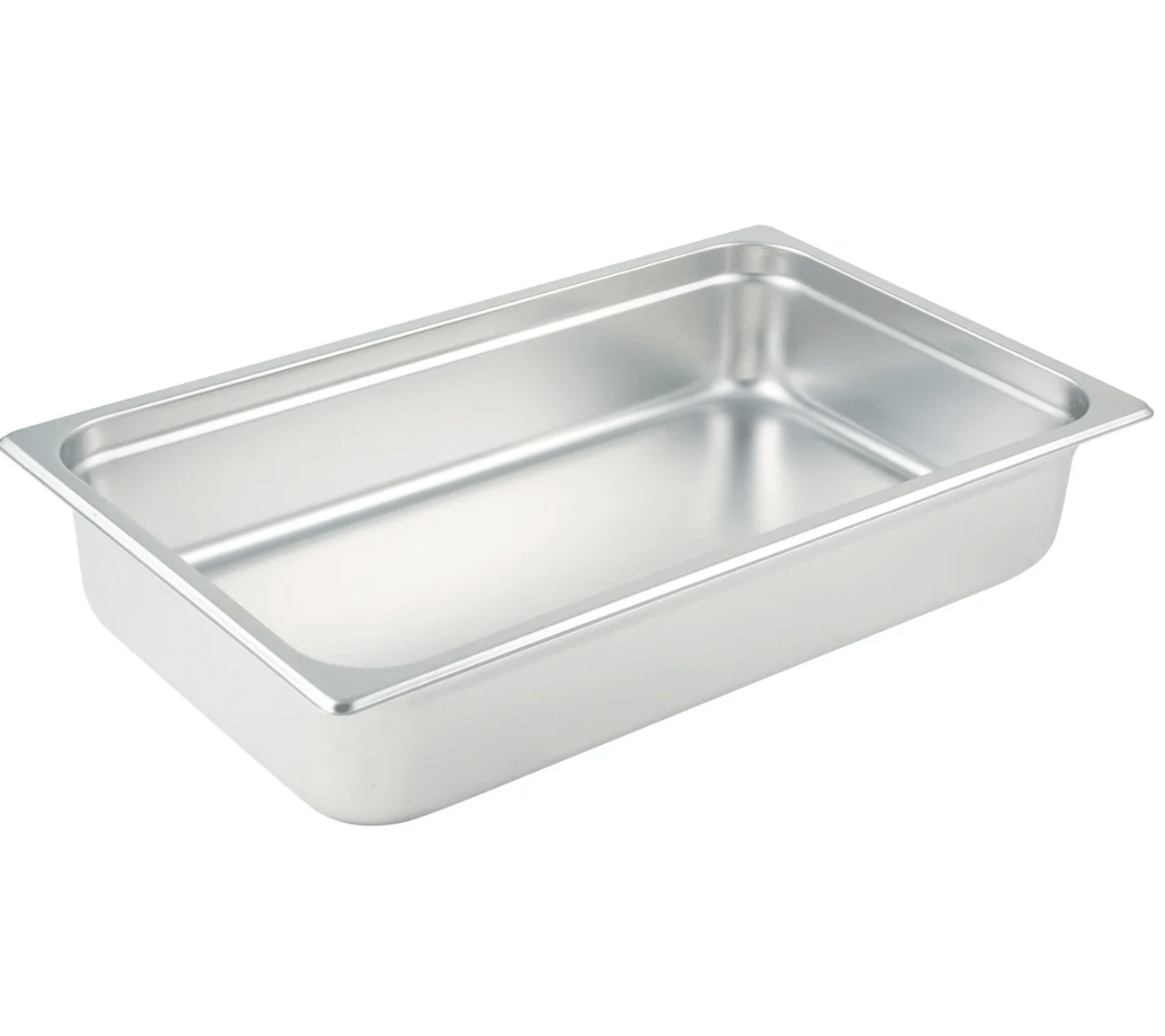 WINCO SPJL - 104 Stainless Steel 25 Gauge Anti - Jamming Full Size Steam Pan - 4" Deep