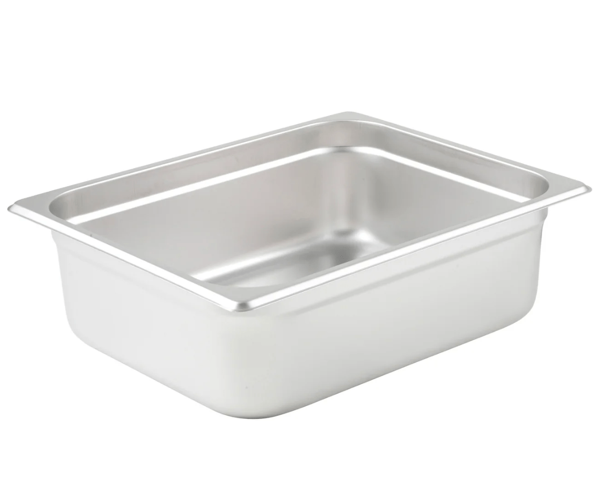 WINCO SPJL - 204 Stainless Steel 25 Gauge Anti - Jamming Half Size Steam Pan - 4" Deep